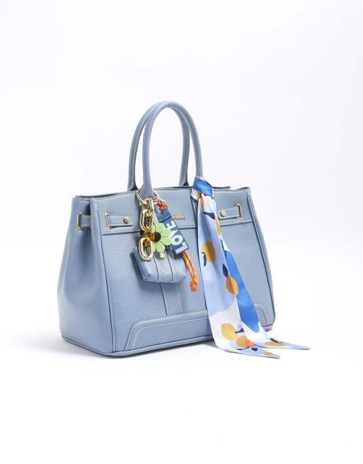 River Island Large charm tote bag in blue - light