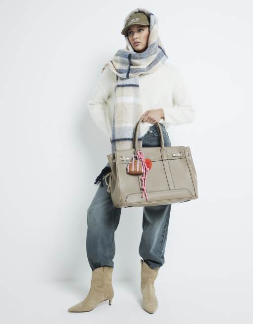 River Island Large charmed tote bag in beige