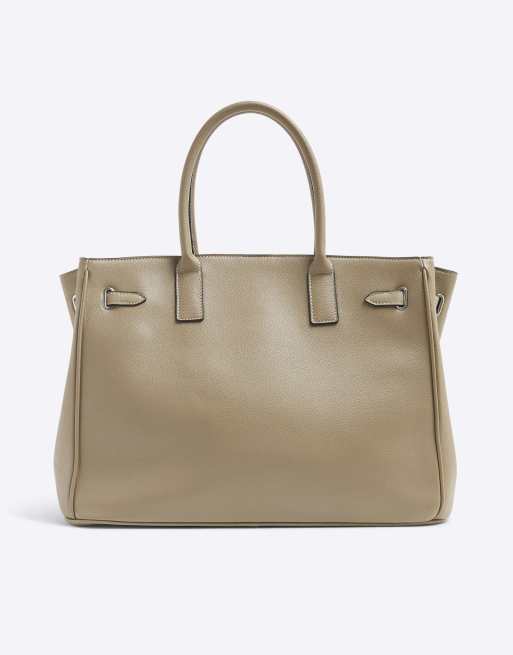 River Island Large charmed tote bag in beige ASOS