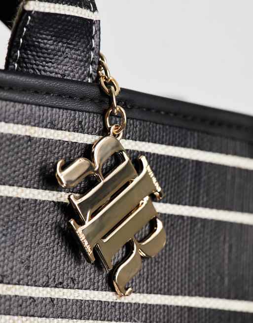 River Island large monogram canvas shopper in black ASOS