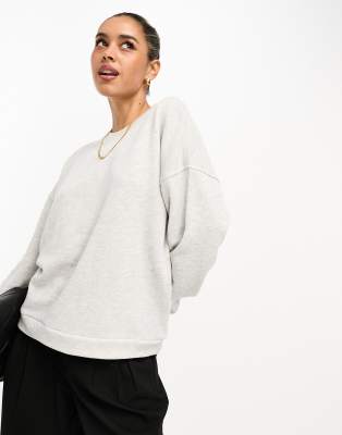 River Island - Lässiges Sweatshirt in Grau meliert mit Rundhalsausschnitt