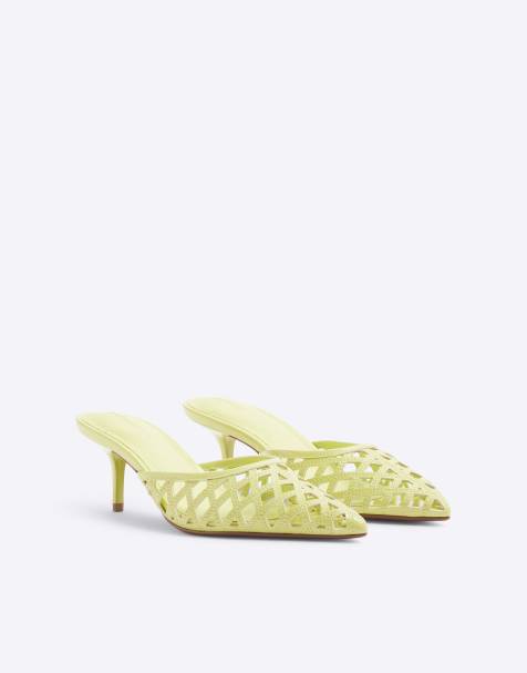 River Island Lattice mule court heels in green - view 1