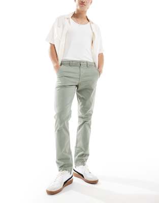 River Island laundered chino in khaki-Green