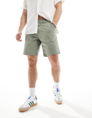 River Island Laundered Chino Shorts In Green-blue