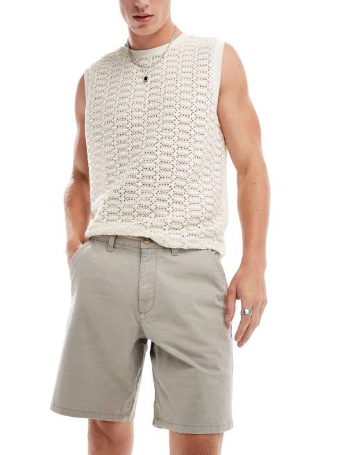 River Island laundered chino shorts in light stone