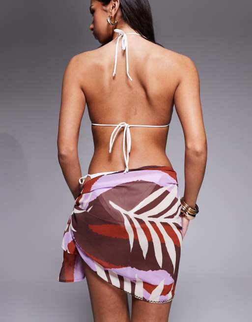 River Island leaf print sarong in brown, 5 of 5