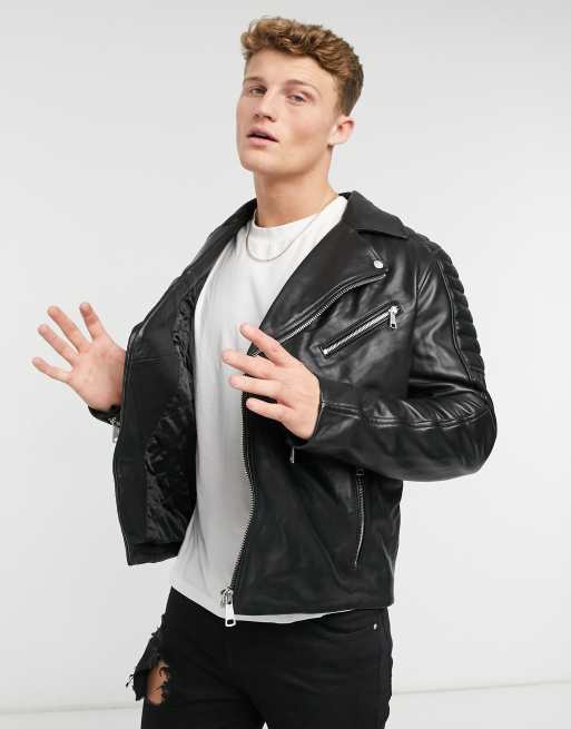 Asos river shop island leather jacket