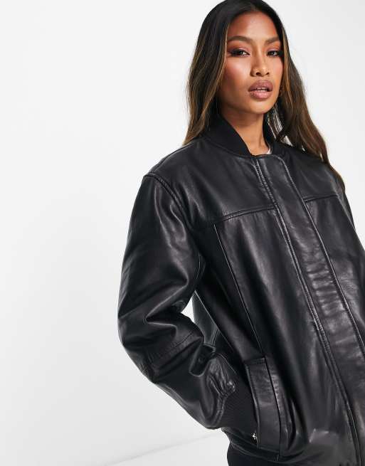 Asos river island leather jacket hotsell