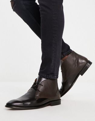River Island leather boots in dark brown