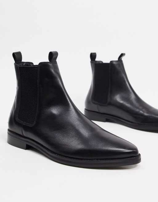 River Island Mens Black Faux Leather Chelsea Boots - 8