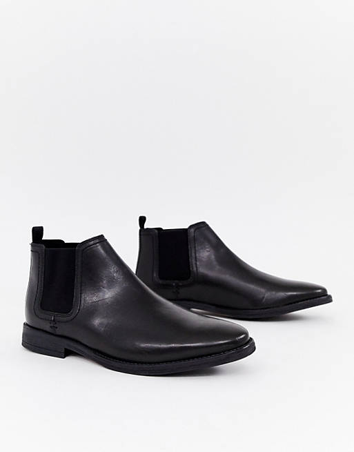 River Island leather chelsea boots in black | ASOS