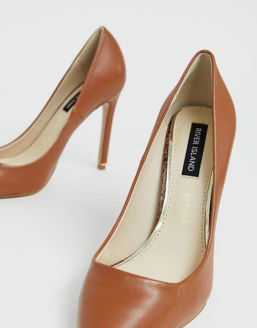 Tan leather court shoes on sale uk