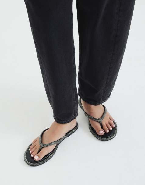 River Island Leather embellished sandals in black - view 1