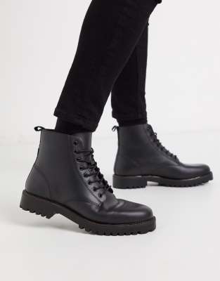 lace up black chunky boots