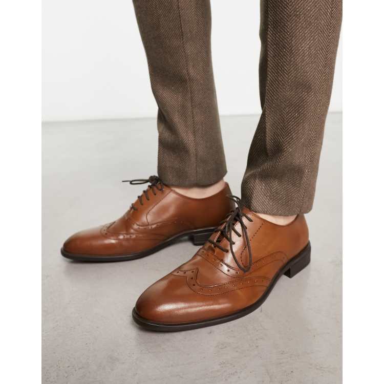 River Island Leather Chunky Brogue Brown Dark Shoes 11US Brown Leather Brogue Shoes | River Island main image 3