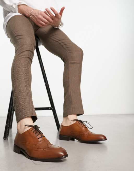 River Island leather lace up brogue shoes in brown | ASOS display picture 1