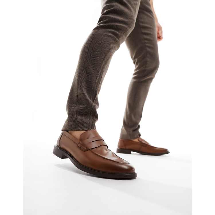 River Island leather loafer in brown | ASOS