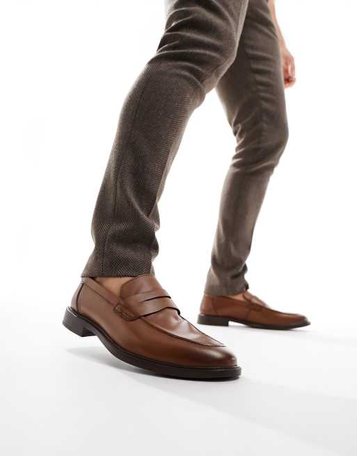 River Island leather loafers in brown | ASOS