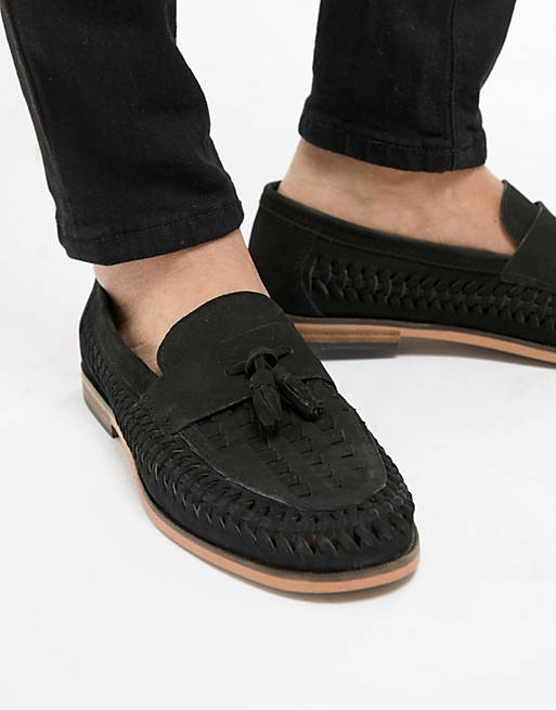 River Island Leather Loafers With Tassels In Black