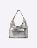 [River Island] River Island leather metallic slouch bag in silver One Size SILVER