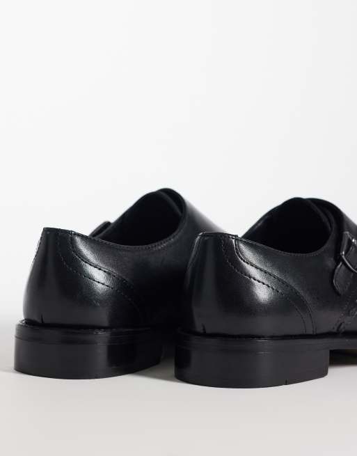 River Island leather monk shoes in black , 4 of 4