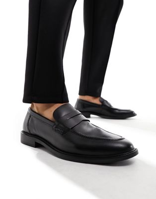 leather penny loafer in black