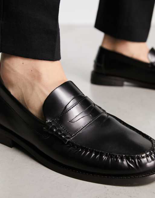 River leather penny loafers in black | ASOS