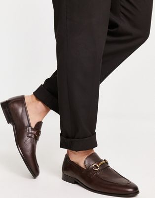 River Island leather snaffle loafer in brown