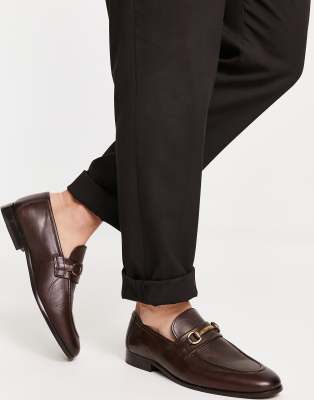 River Island leather snaffle loafer in brown - ASOS Price Checker
