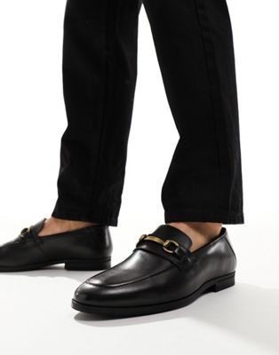 leather snaffle loafers in black