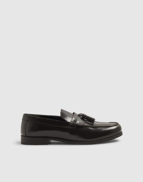 River Island Leather tassel loafers in brown - view 1