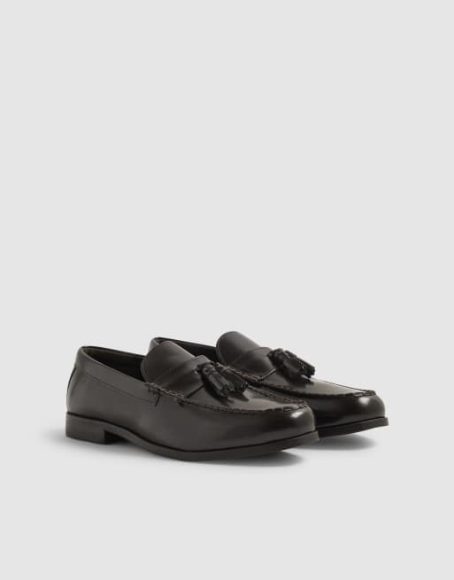 River Island Leather tassel loafers in brown, 2 of 3