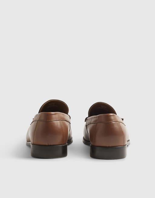 River Island Leather textured tassel loafers in tan, 2 of 4