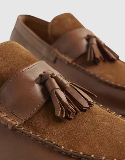 River Island Leather textured tassel loafers in tan, 4 of 4