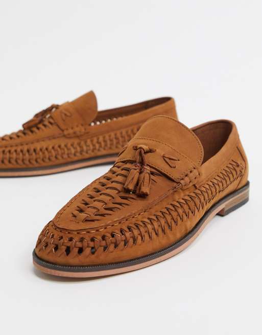 River Island Leather Woven Loafer In Brown Asos 2844