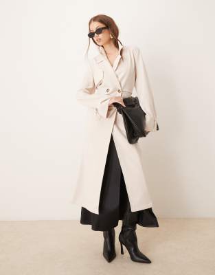 River Island - Leichter Duster-Mantel in Ecru-Neutral