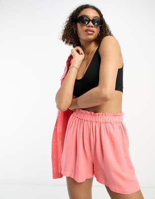 River Island - Leinenshorts in Rosa mit elastischem Bund, Kombiteil