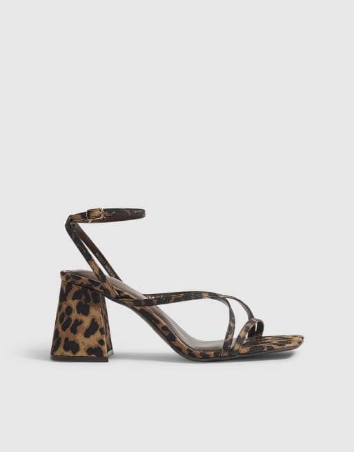 River Island Leopard block heel sandals in brown - dark, 3 of 4