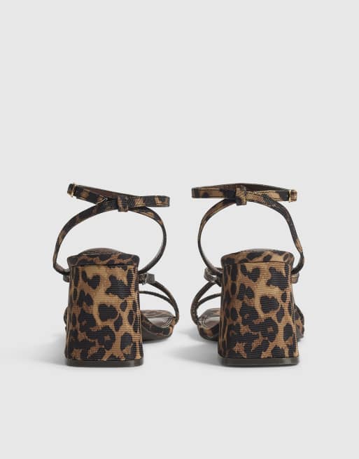 River Island Leopard block heel sandals in brown - dark, 4 of 4