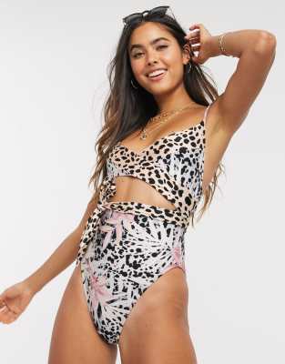 leopard print swimsuit river island