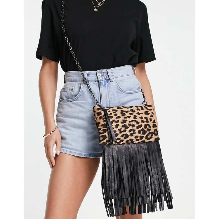 Leopard + Fringe Bag