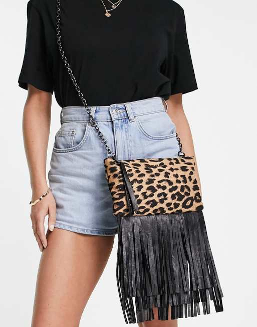 Leopard + Fringe Bag