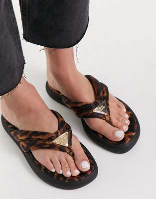 leopard print thong sandals