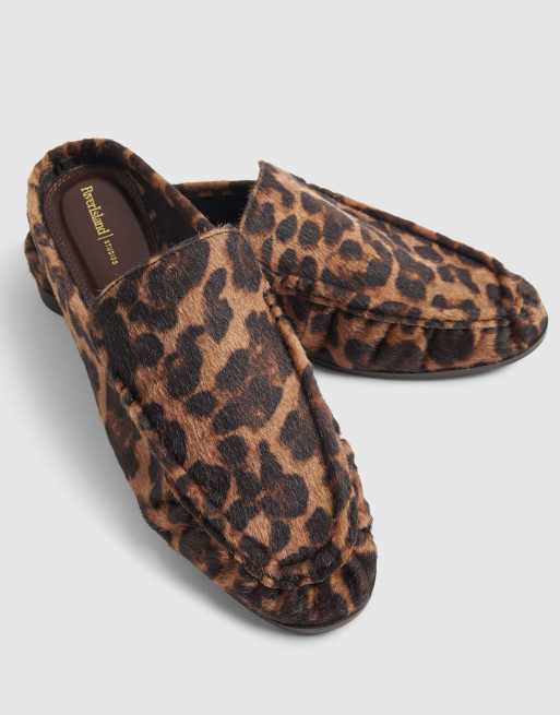 River Island Leopard print backless ruched loafers in tan, 3 of 4