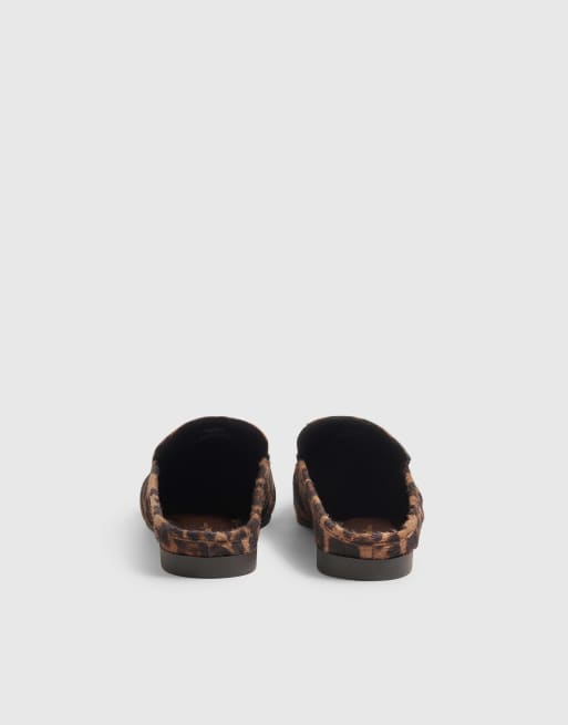 River Island Leopard print backless ruched loafers in tan, 4 of 4