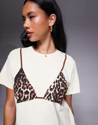 River Island Leopard Print Bikini T-shirt