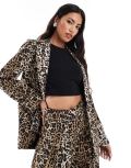 [River Island] River Island leopard print blazer in light brown (part of a set) 6 Light brown
