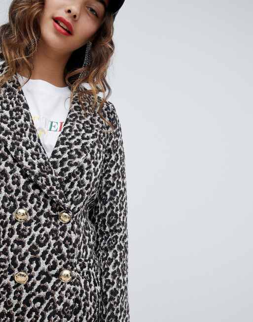 River island animal print on sale coat