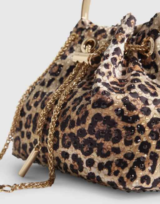 River Island Leopard print embellished clutch bag in brown, 3 of 4