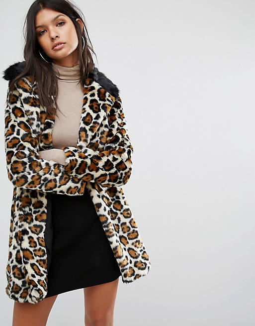 River Island Leopard Print Faux Fur Coat | ASOS